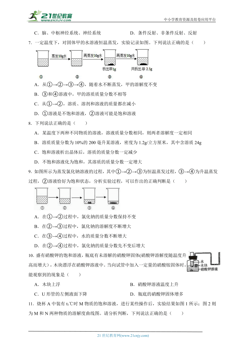 浙江中考科学二轮复习提升讲义 08.水与溶液（含答案）