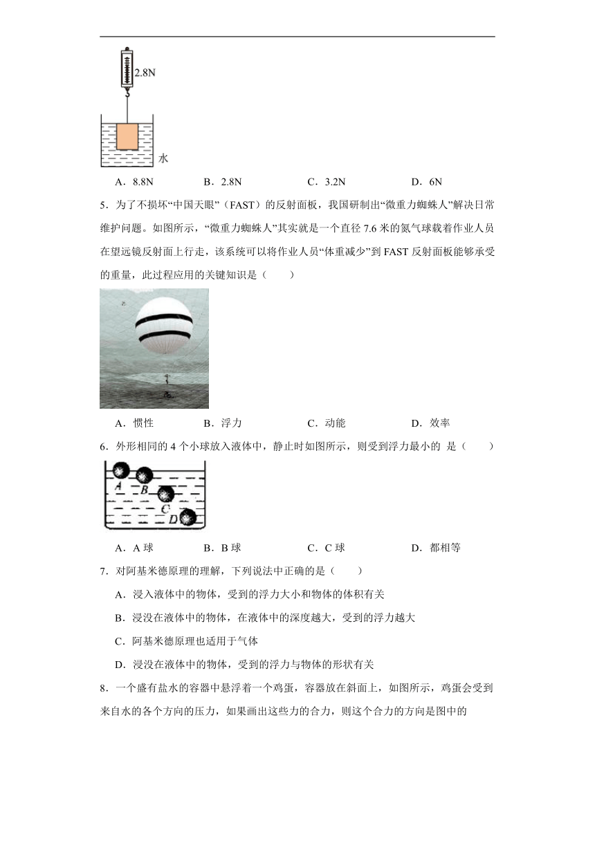 10.1浮力同步练习（含答案）人教版物理八年级下册