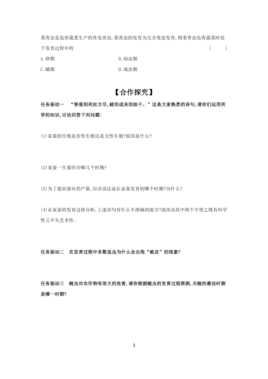 6.1.2 动物的生殖和发育 第1课时  学案（含答案） 2023-2024学年初中生物冀少版八年级下册