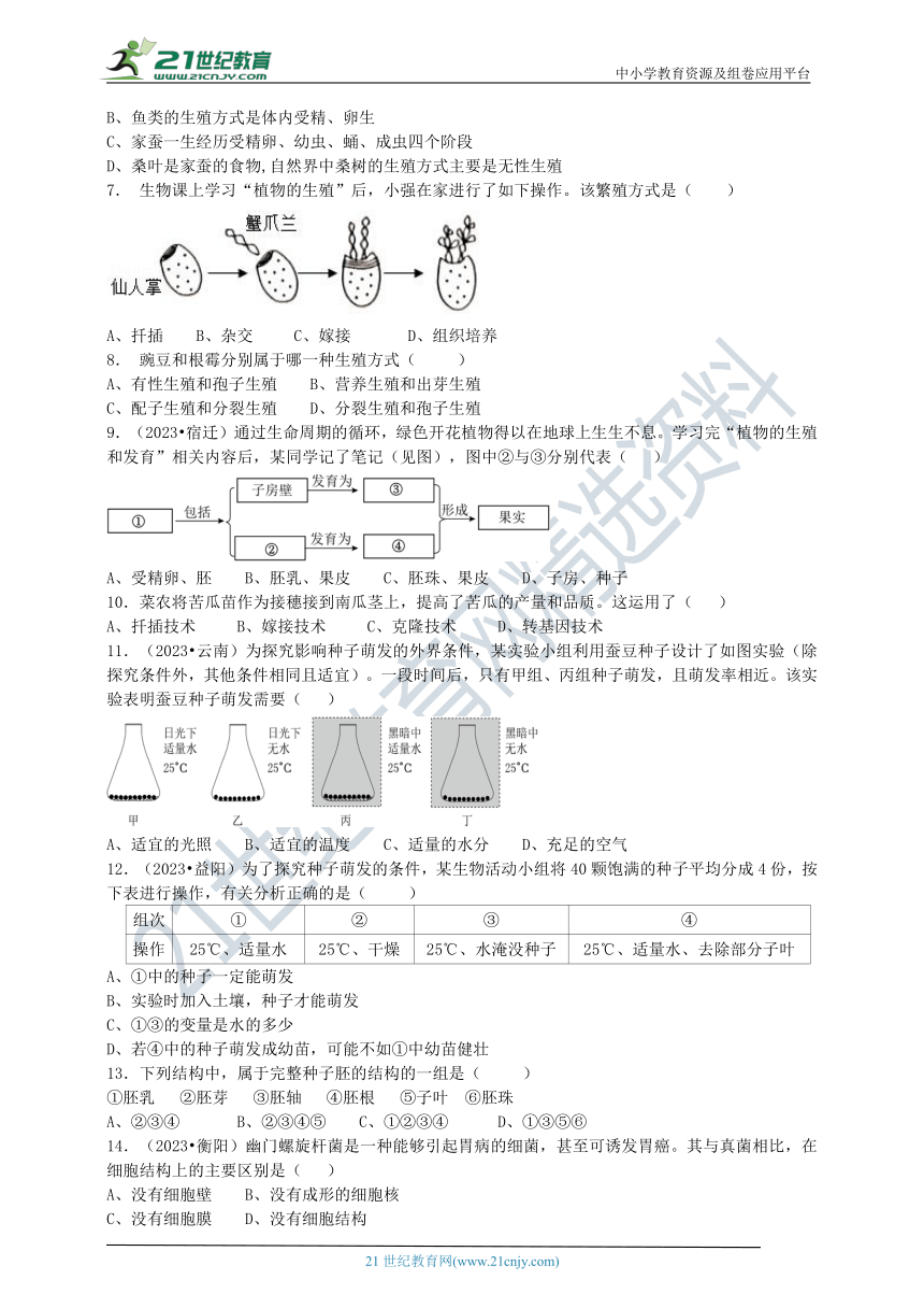 2024浙教版科学七（下）针对性训练【1.4-1.6】(1)（含答案）