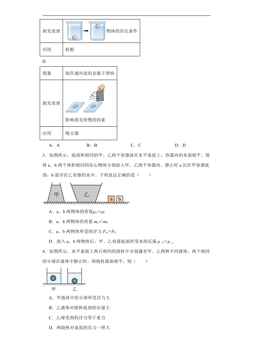 10.3物体的浮沉条件及应用同步练习（含答案）人教版物理八年级下册