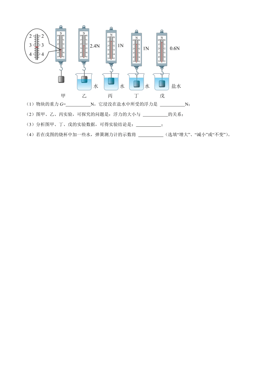 10.1 浮力 课后练习(含解析) 2023-2024学年人教版物理八年级下册