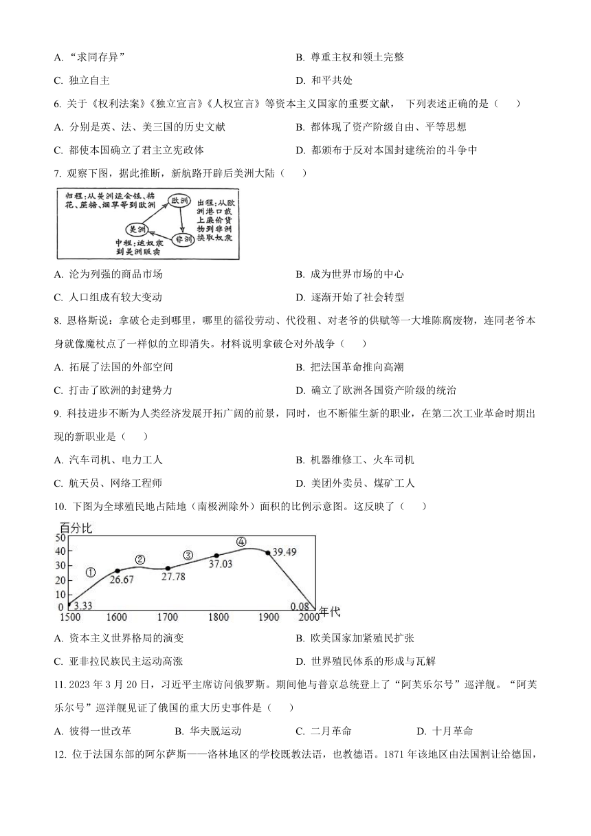 海口市第一中学2023—2024第二学期3月月考初三年级历史科试题（含解析）