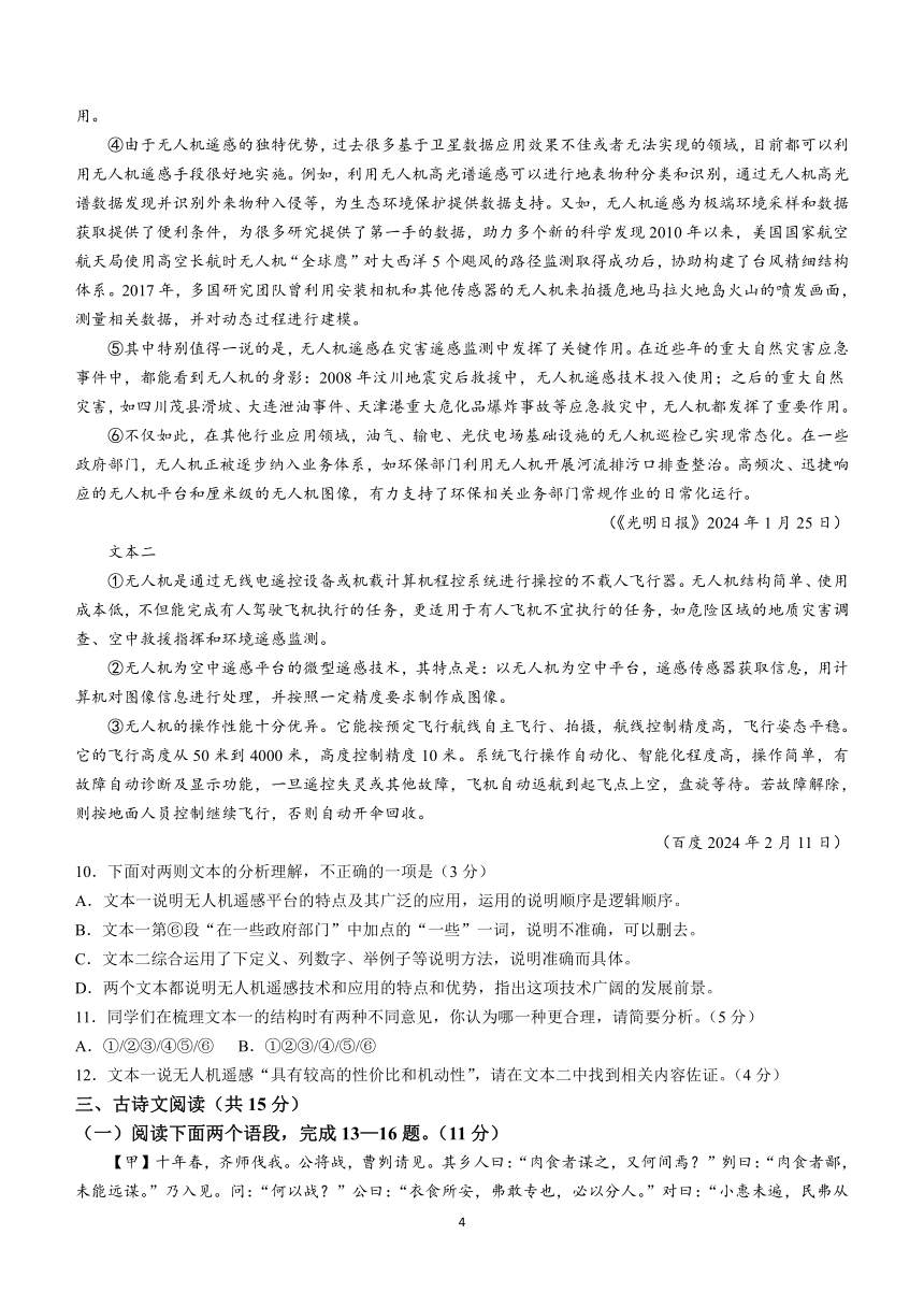 2024年河南省驻马店市新蔡县中考一模语文试题（含解析）