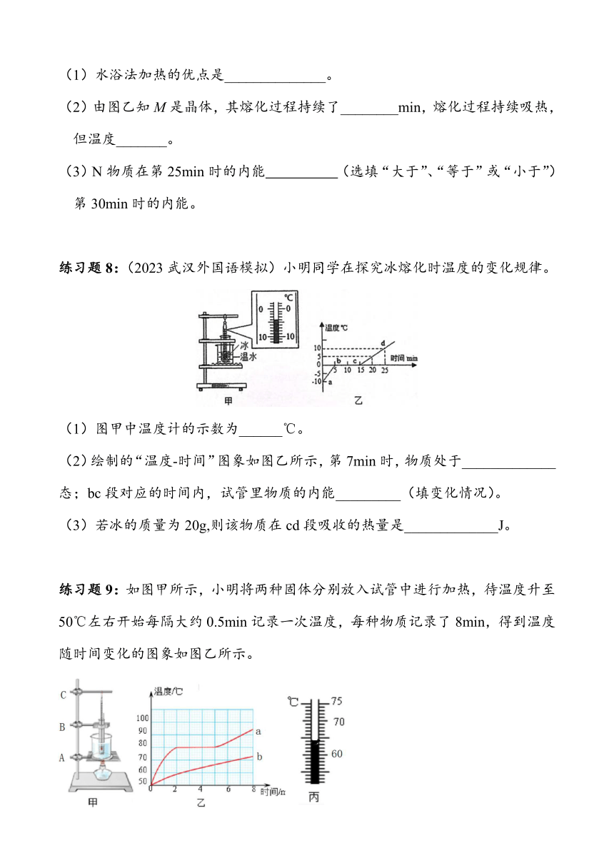 2023~2024学年湖北省武汉市四月调考物理专题复习——物态变化实验（有答案）