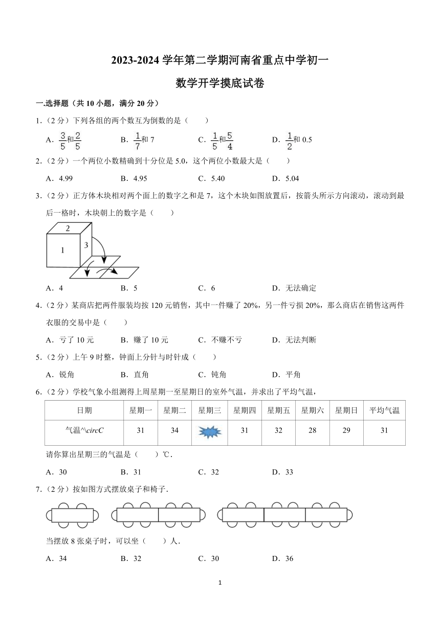 河南省重点中学2023—2024学年下学期七年级数学开学摸底试卷（含解析）