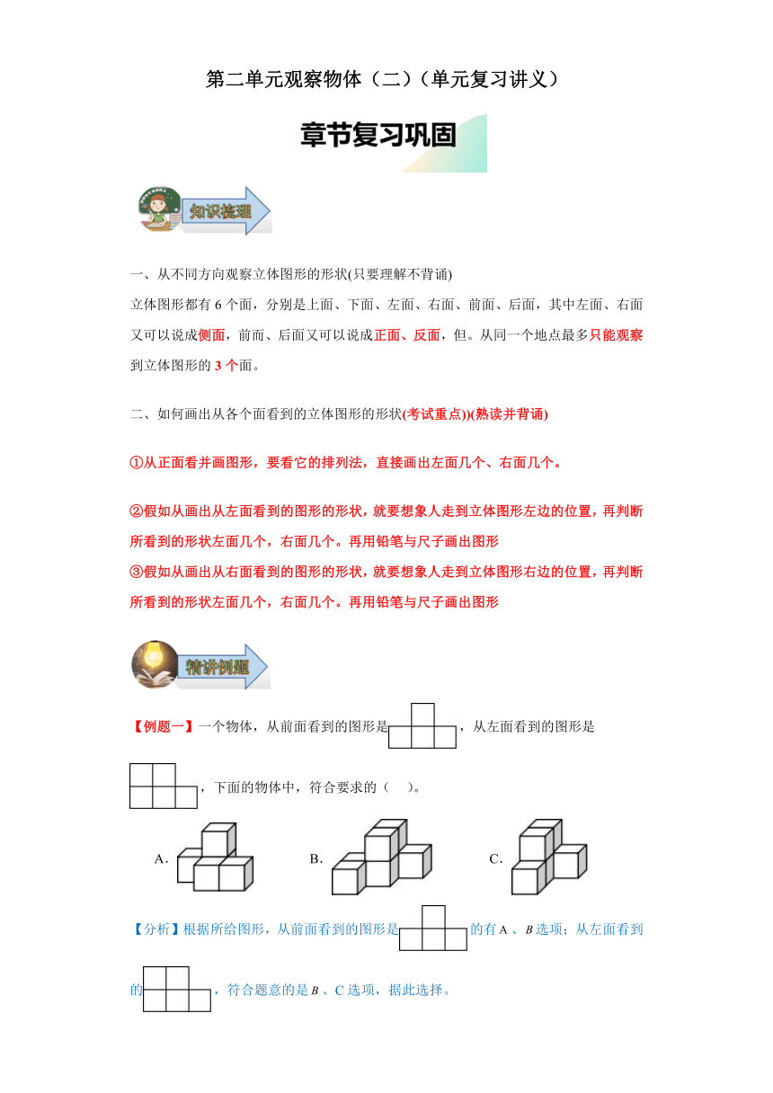 2023-2024学年四年级下册（人教版）第二单元观察物体（二）（单元复习讲义）（含解析）