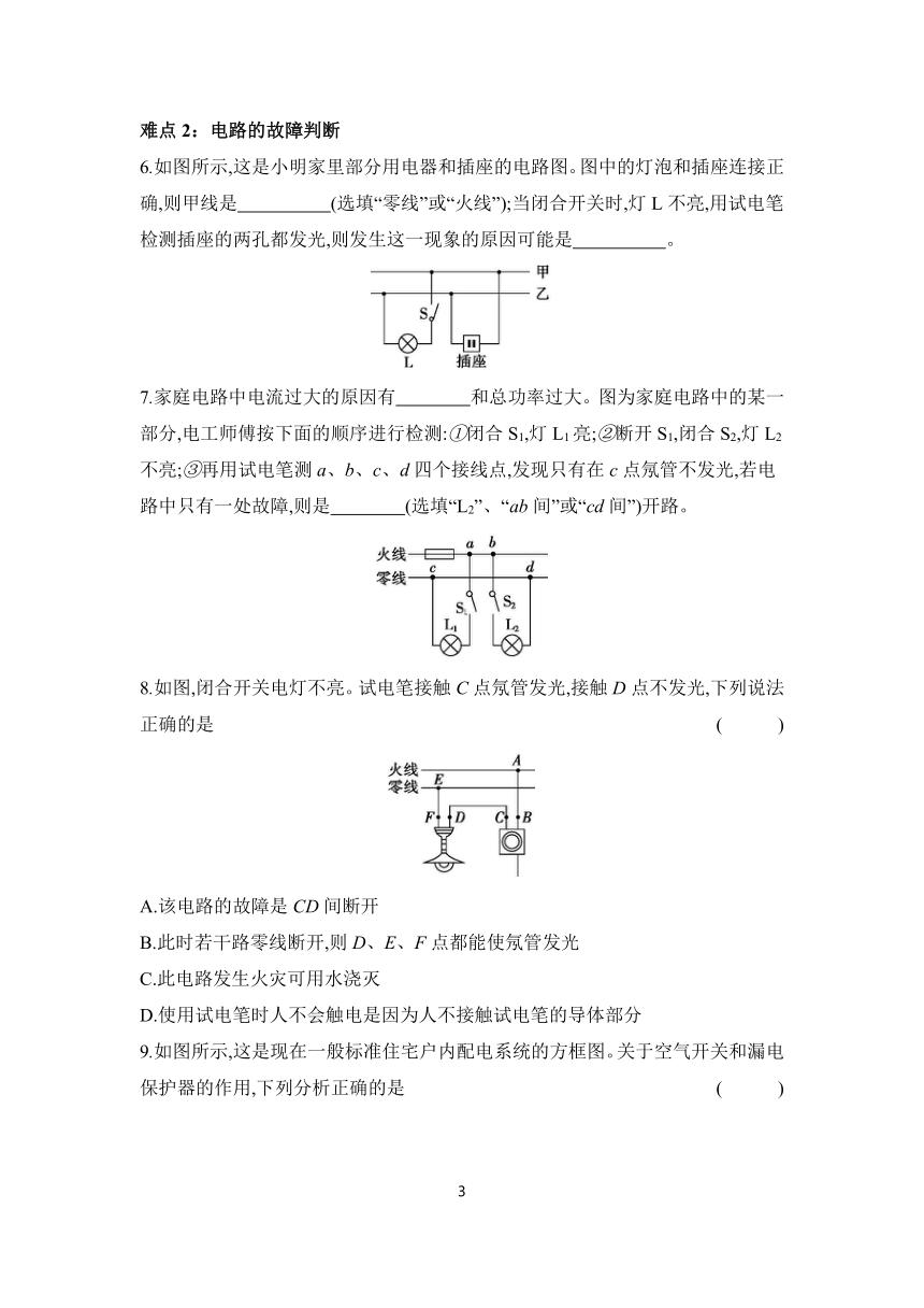 第十九章 生活用电总结与针对训练 课时练习（含解析） 2023-2024学年物理人教版九年级全一册