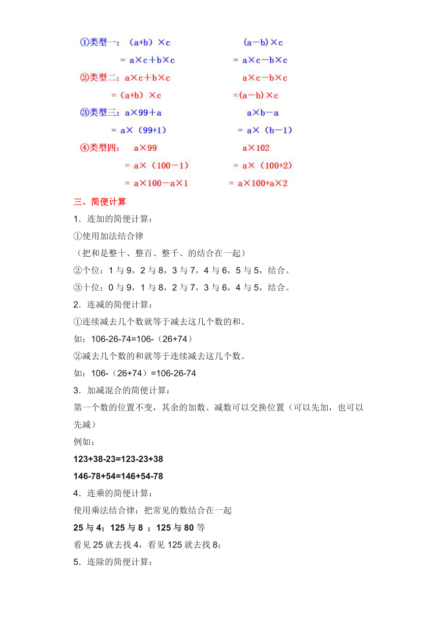 2023-2024学年四年级下册（人教版）第三单元运算律（单元复习讲义）（含解析）