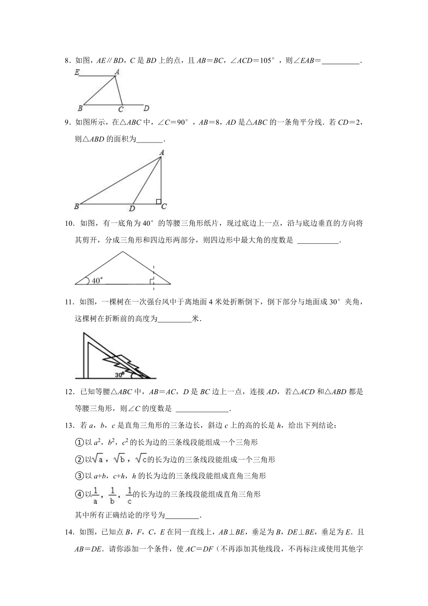 北师大新版八年级下册第1章三角形的证明 单元复习习题(含解析)