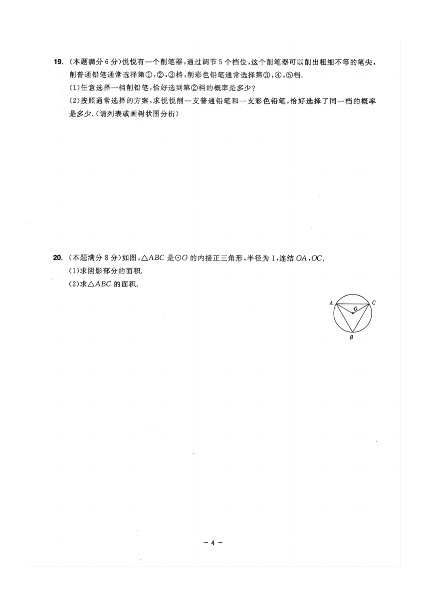 浙江省2024年中考数学模拟试卷（pdf版 含答案）