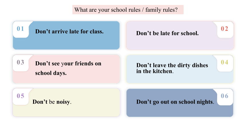 Unit4 Don't eat in class. Section B (3a -Self Check)课件2023-2024学年人教版英语七年级下册