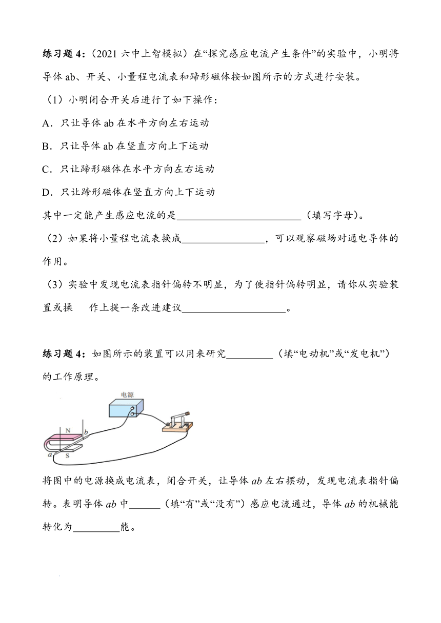 2023~2024学年湖北省武汉市四月调考物理专题复习——磁现象实验（有答案）