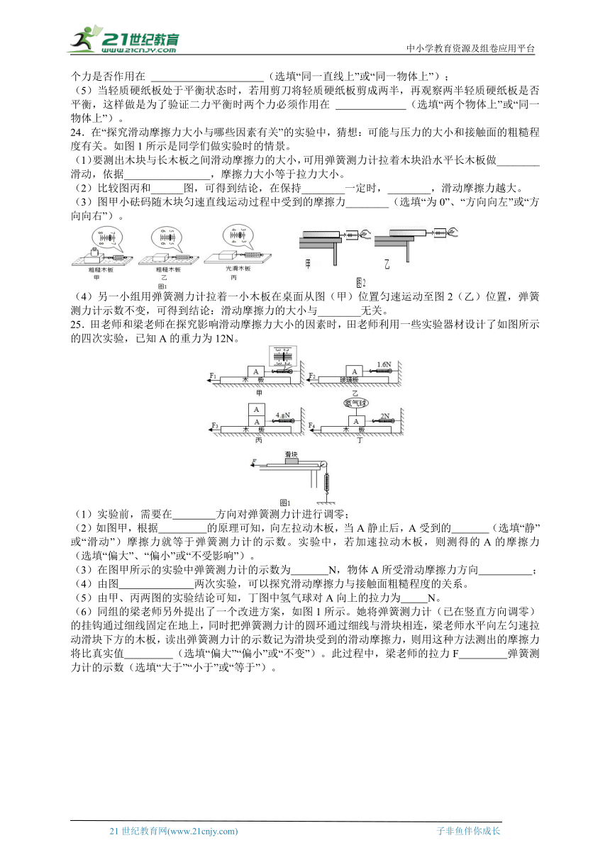 【新思维】2024中考科学复习  专题2受力分析（含答案）