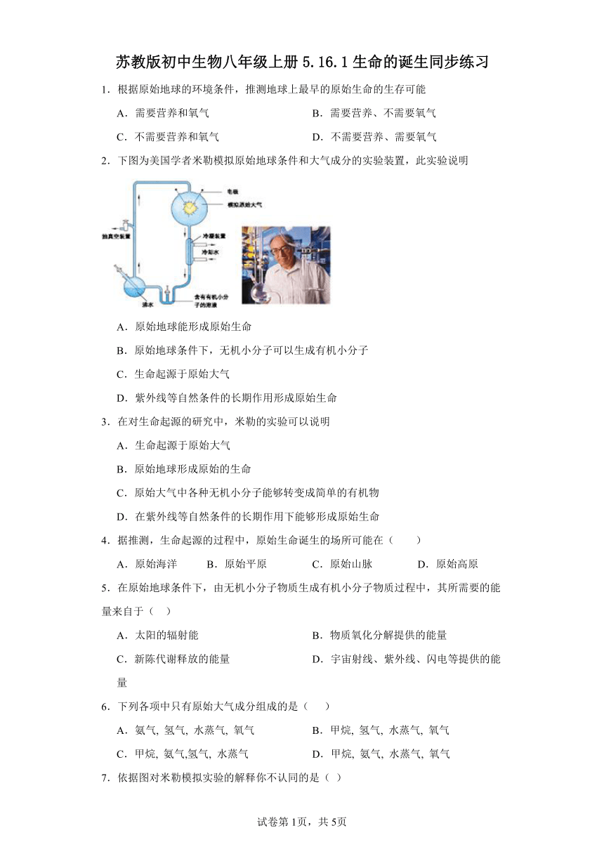 苏教版初中生物八年级上册5.16.1生命的诞生同步练习（含答案）