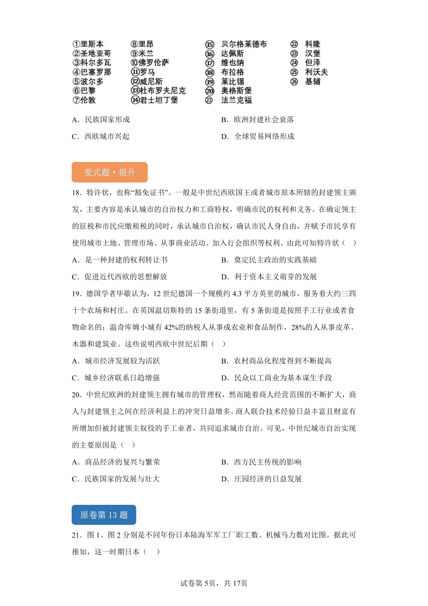 2024年1月黑龙江省普通高等学校招生考试适应性测试历史试题变式练习世界史（含解析）