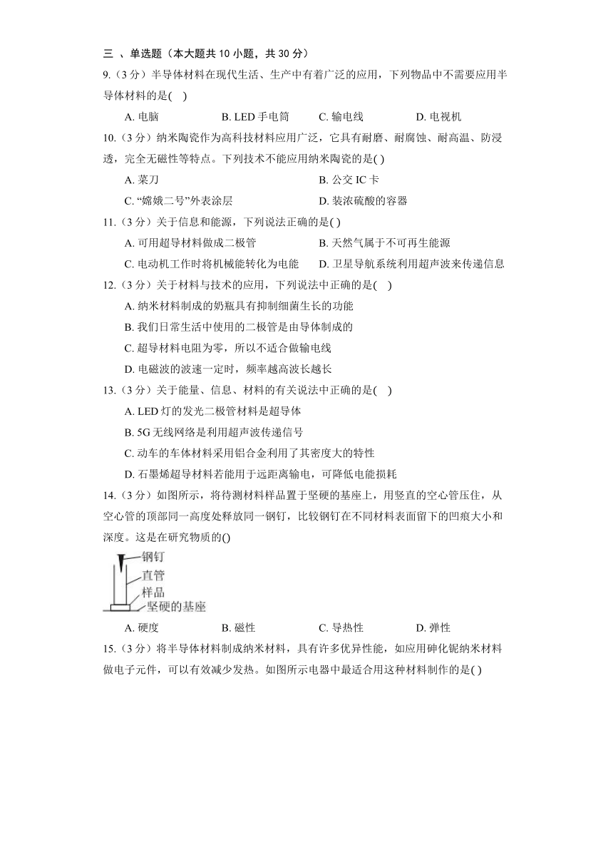 沪粤版物理八年级上册《5.5 点击新材料》同步练习（含解析）