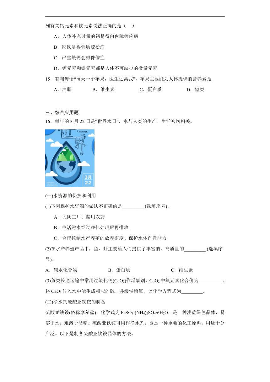 8.3蛋白质维生素同步练习(含答案)沪教版化学九年级下册