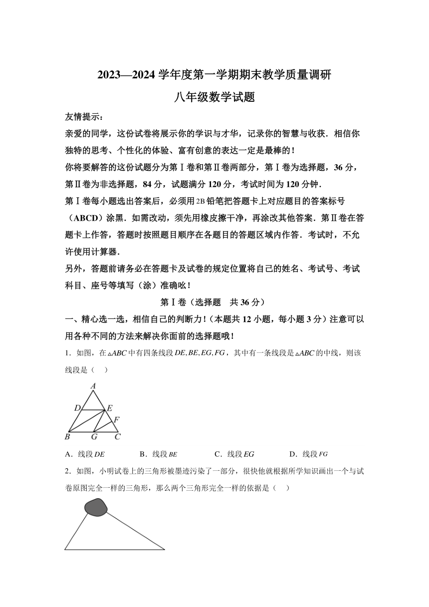 山东省济宁市梁山县2023-2024学年八年级上学期期末数学试题（含解析）