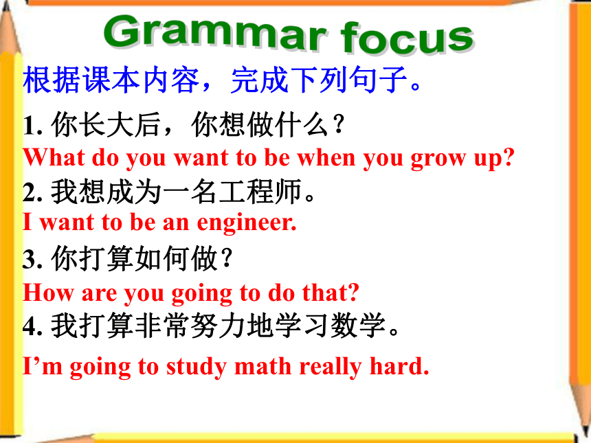 Unit 6 I’m going to study computer science. Section A (Grammar focus-3c) 课件(23张）