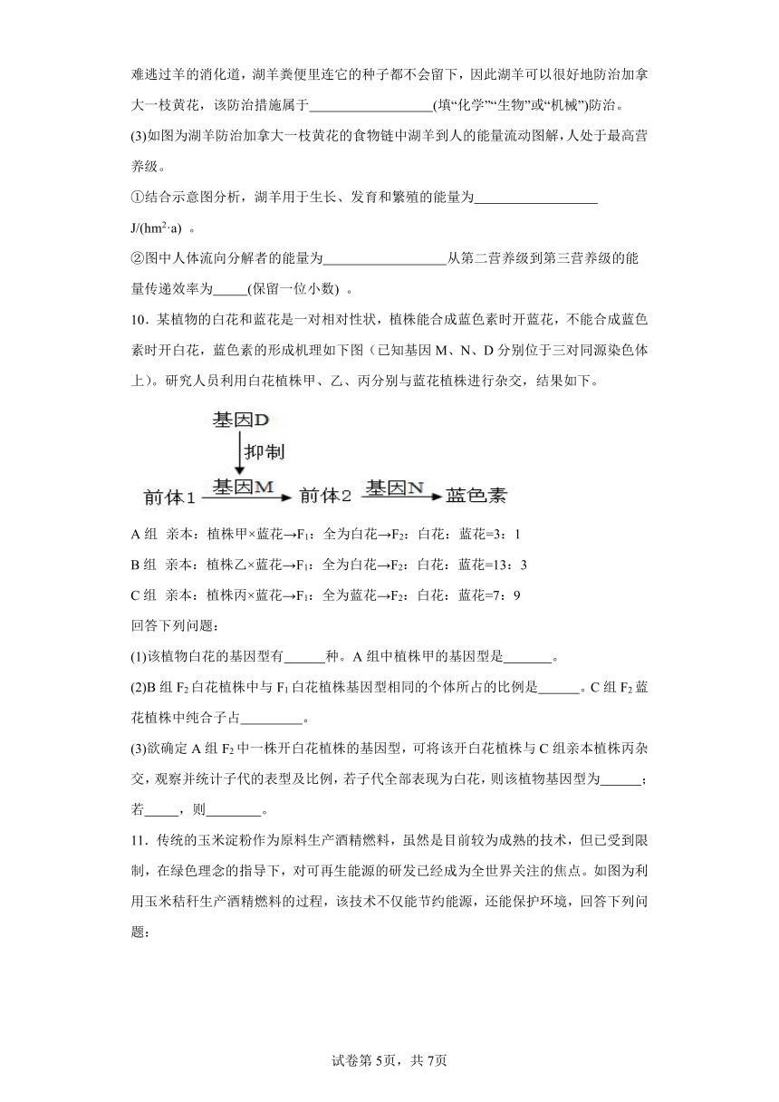 2024届陕西省商洛市高三下学期尖子生学情诊断考试（第二次）理综生物试题（含解析）