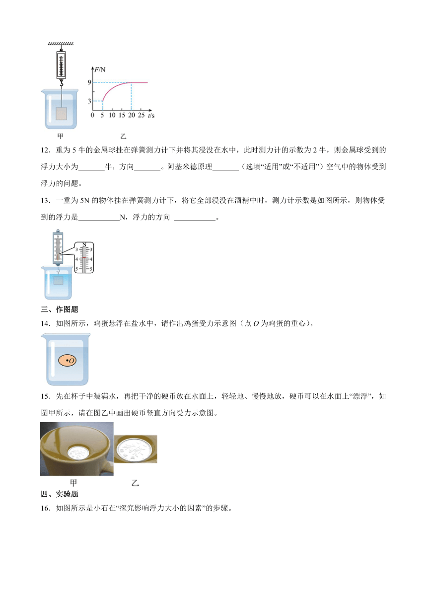 10.1 浮力 课后练习(含解析) 2023-2024学年人教版物理八年级下册