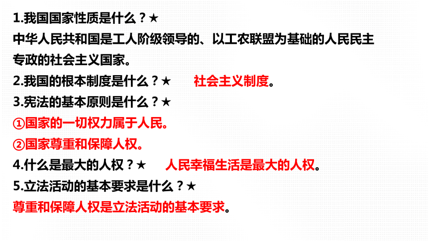 第一单元 坚持宪法至上  复习课件(共20张PPT)