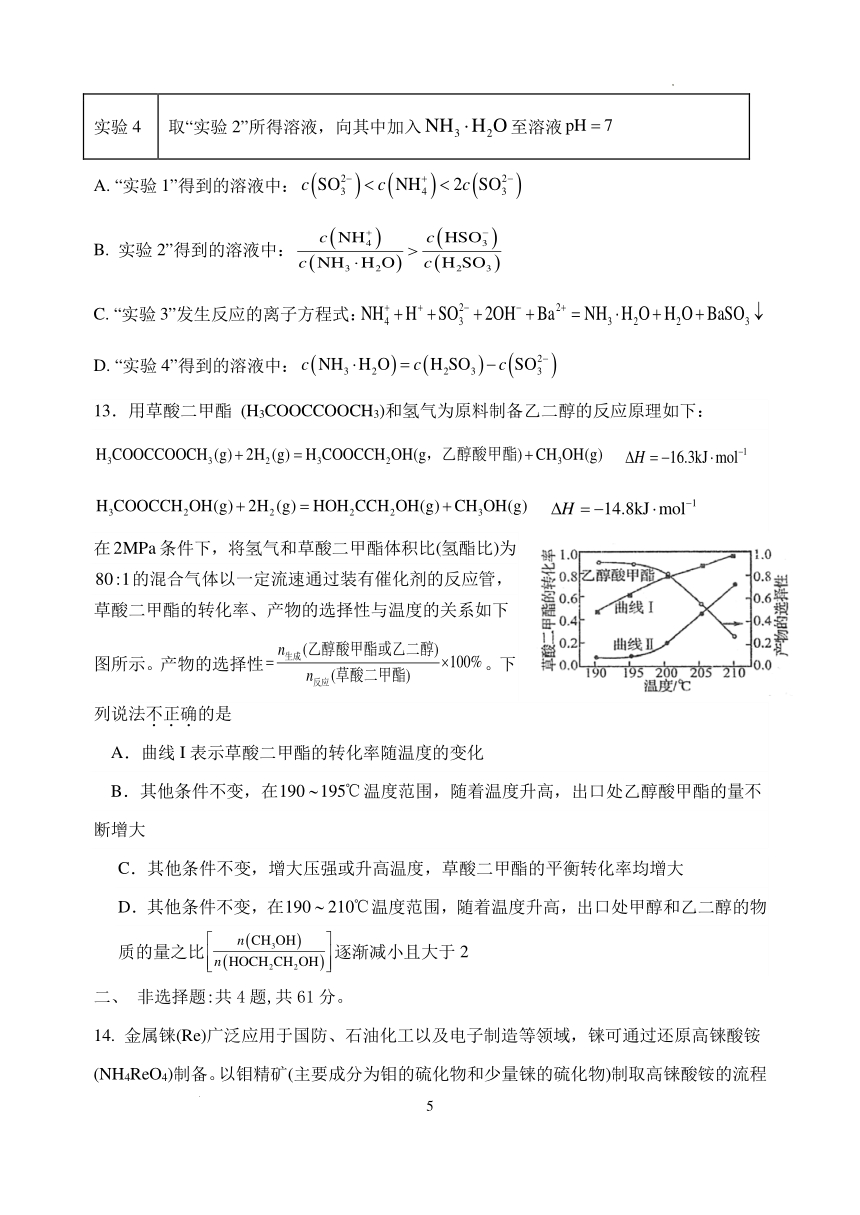 2024届江苏扬州中学高三下学期阶段练习化学试题（PDF版含答案）