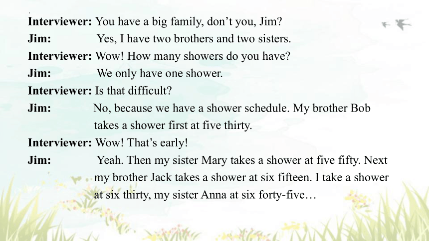 Unit 2 What time do you go to school?Section A 1a-2d 课件 2023-2024学年人教版英语七年级下册 (共37张PPT，含内嵌音频)