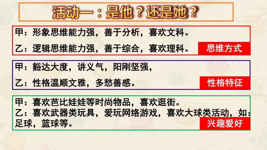 （核心素养目标）2.1男生女生  课件 (共17张PPT)  2023-2024学年七年级道德与法治下册 （统编版）