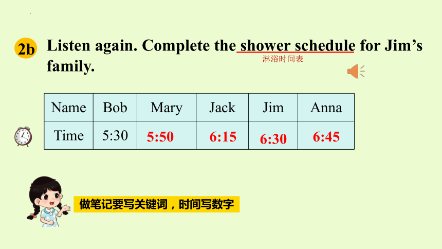 Unit 2 What time do you go to school? Section A(2a-2d) 课件 +嵌入音频(共20张PPT)