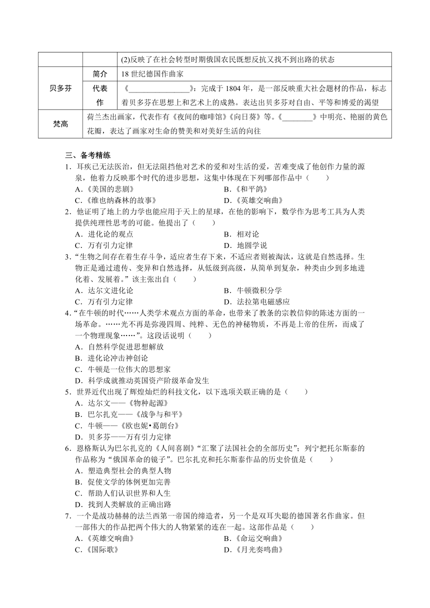 2024年苏州中考历史一轮复习讲练卷（36）近代科学与文化（含答案）