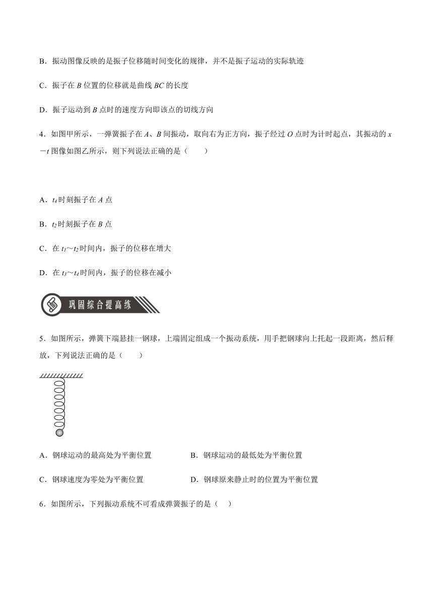 人教版2019选择性必修第一册高二物理同步练习2.1简谐运动(原卷版+解析)