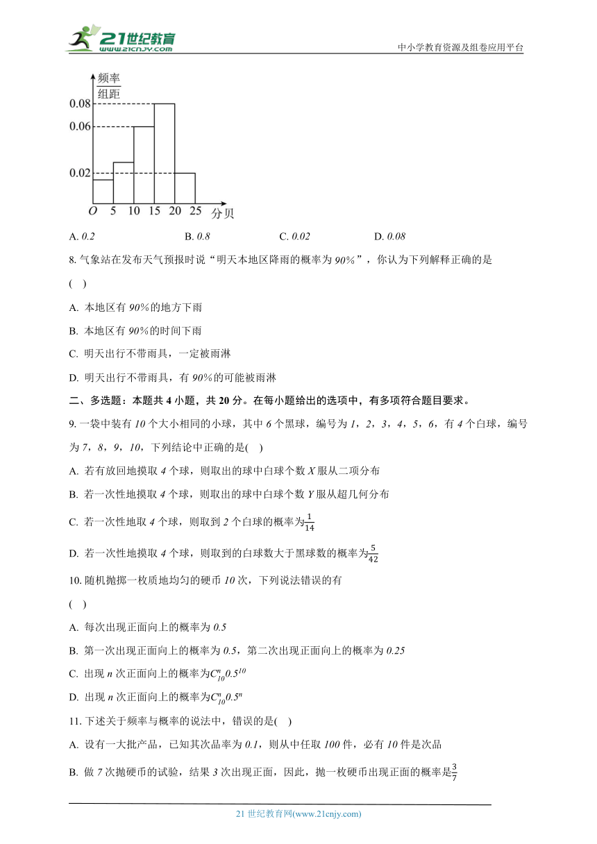 10.3频率与概率  高中数学人教A版（2019）必修第二册同步练习（含解析 ）