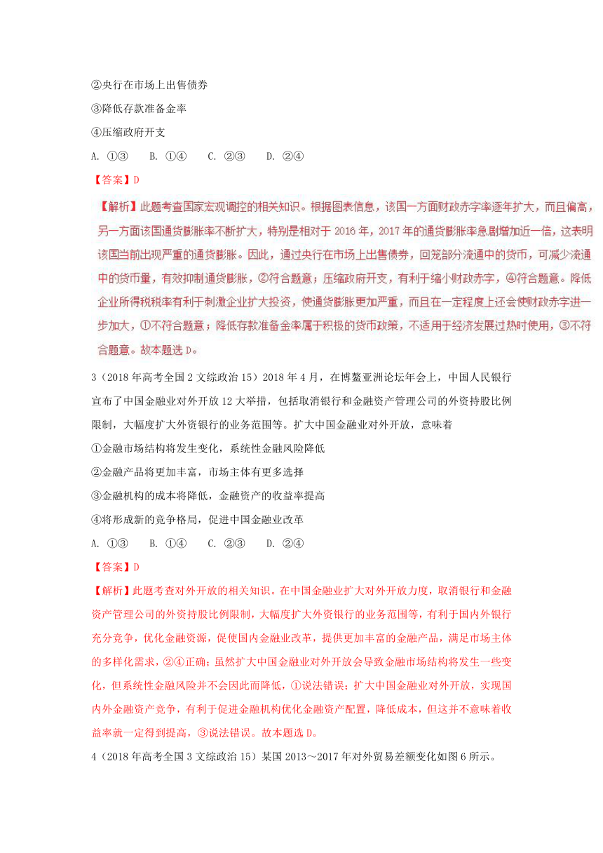 2018年高考题和高考模拟题政治分项版汇编专题04+发展社会主义市场经济