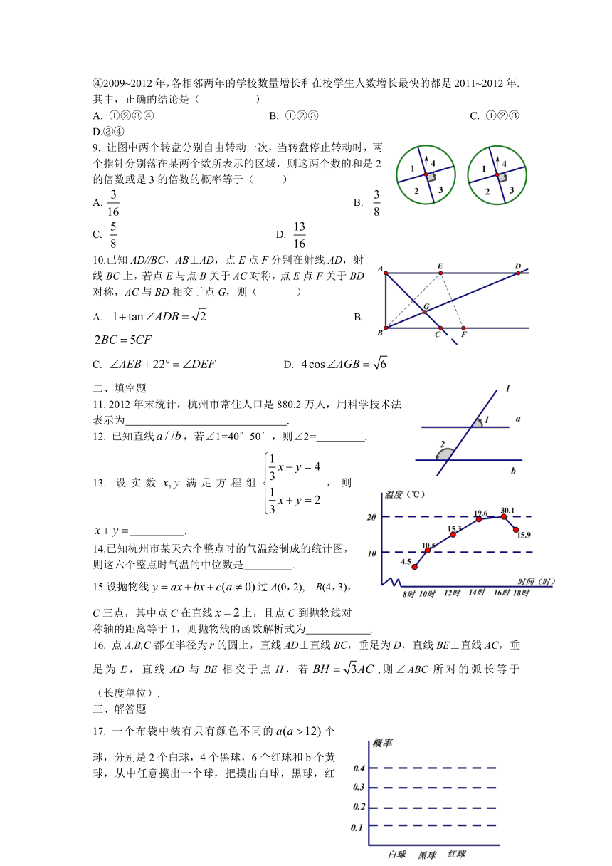 2014年浙江省杭州市中考数学试题（WORD版含答案）