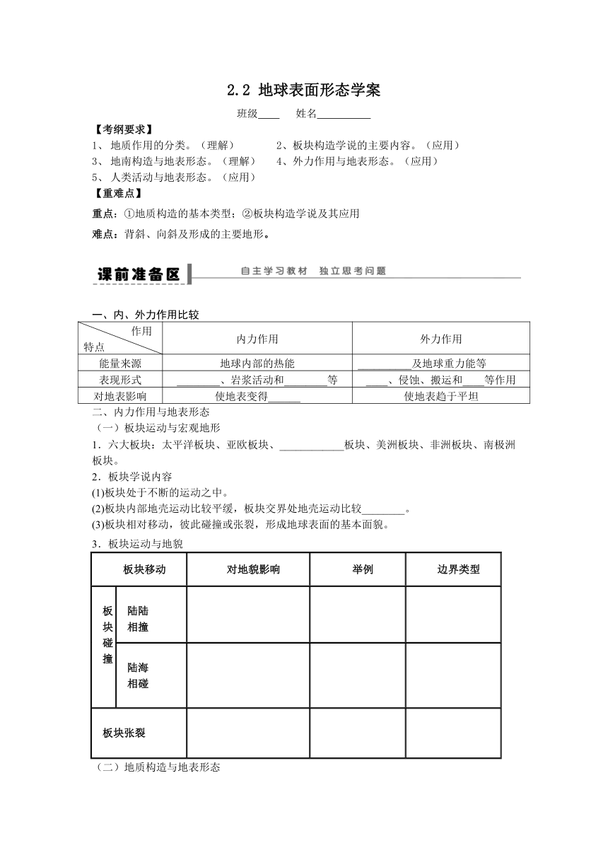 2.2 地球表面形态学案