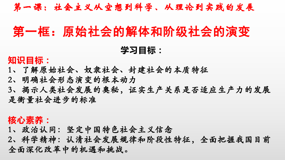 高中政治人教版新教材必修一中国特色社会主义1.1原始社会的解体和阶级社会的演进(共30张PPT)