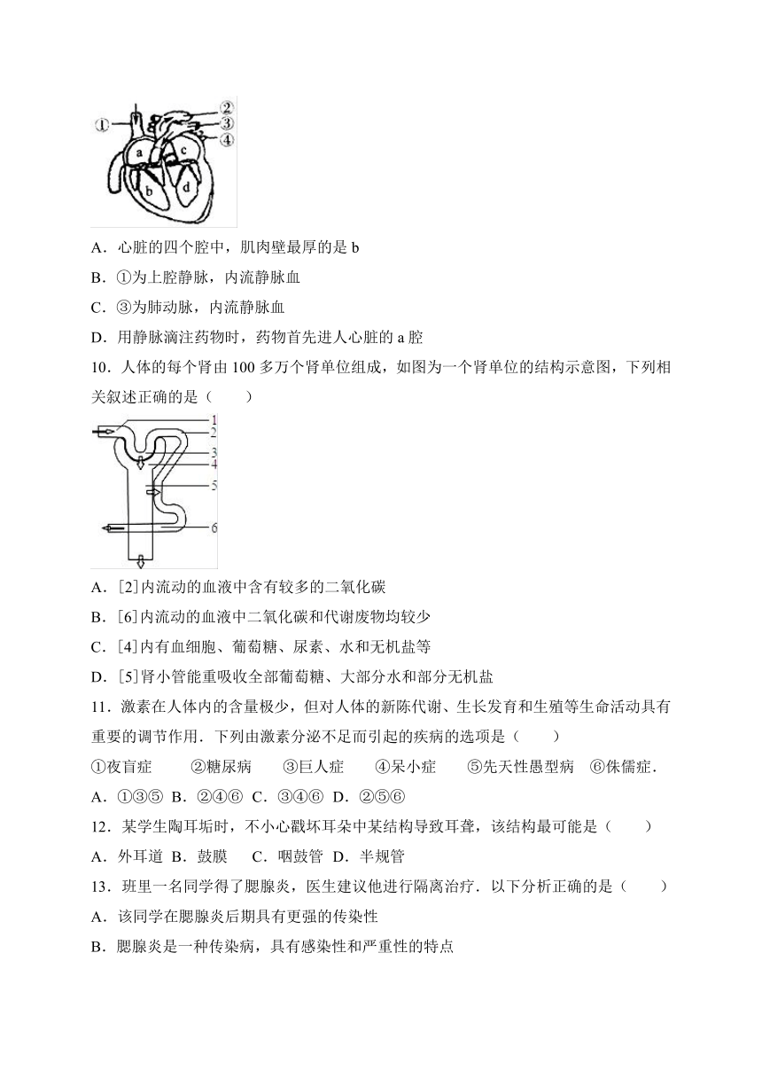 山东省菏泽市定陶县2017-2018学年九年级上学期期末考试生物试卷（WORD版）