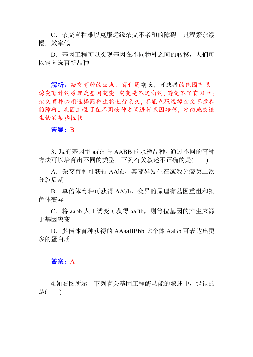 【金版新学案】（最新）2015届高三第一轮细致复习：学案25　从杂交育种到基因工程（单，双项选择题+非选择大题，含详细点题解析，10页）