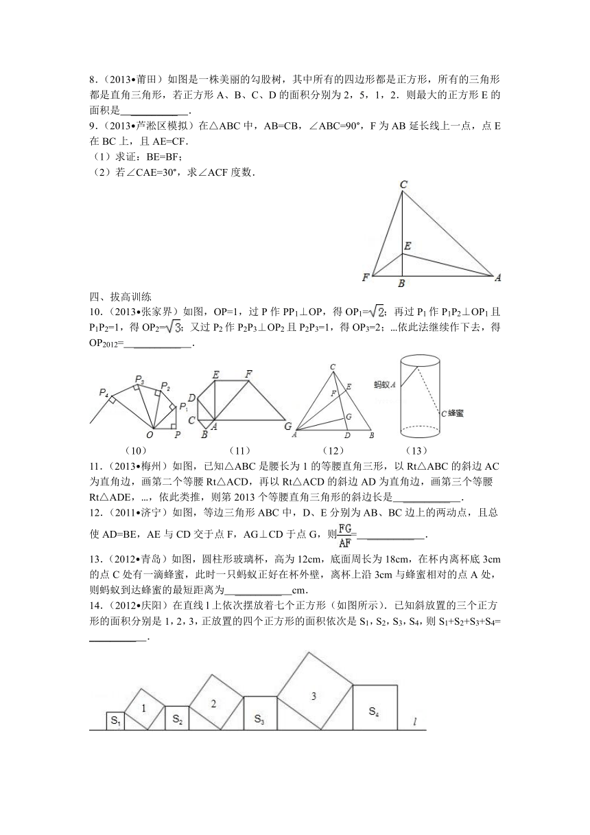 2014年快乐暑假初二升初三衔接——直角三角形（附答案）