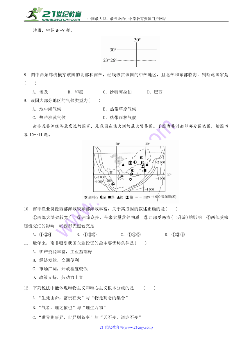 四川省广元市元坝中学2017-2018学年高二下学期4月第二次月考文科综合试题