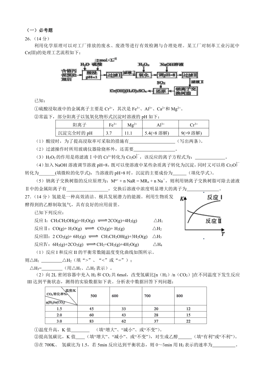 广西陆川县中学2018届高三下学期第二次质量检测化学试题 Word版含答案