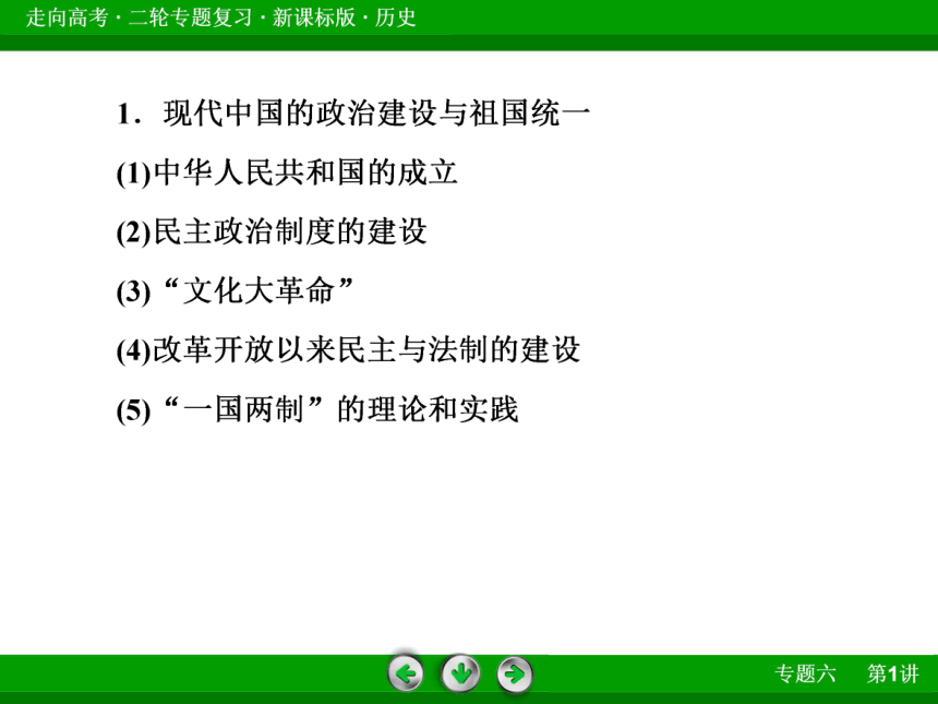 2014届《走向高考》高考历史二轮专题复习全套课件：6-1现代中国的政治、经济与思想文化（共38张PPPT）