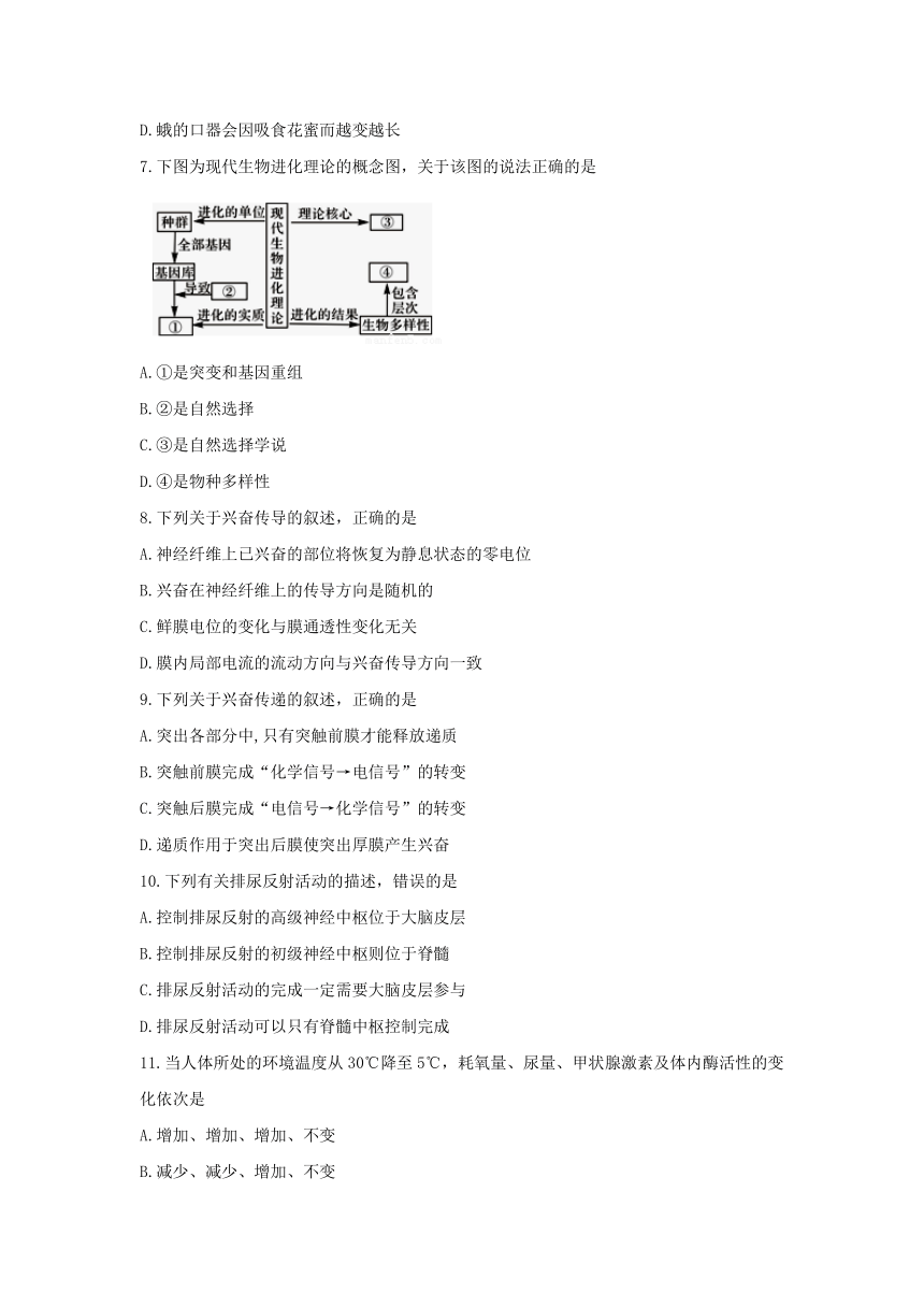 四川省乐山市2016-2017学年高二上学期期末考试生物试题 Word版含答案