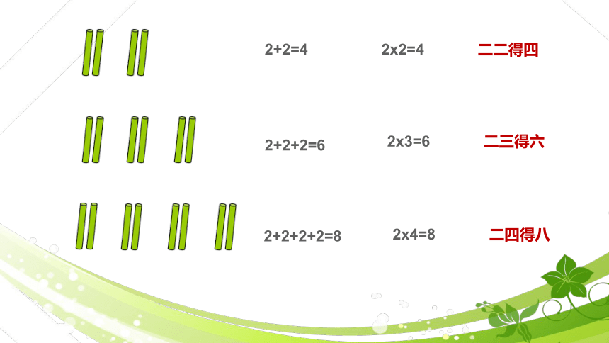 数学二年级上西师大版1.2 1，2的乘法口诀课件（16张）