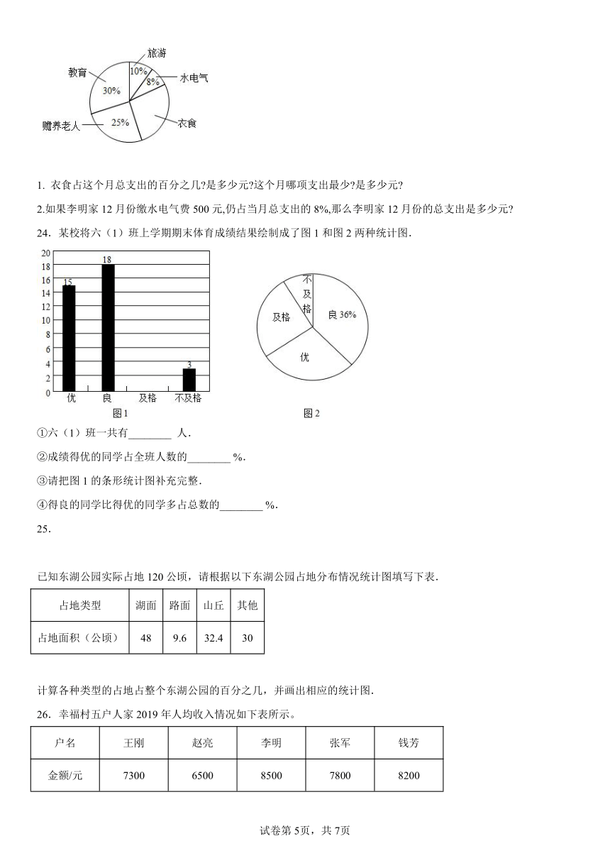 扇形统计图题目及答案图片