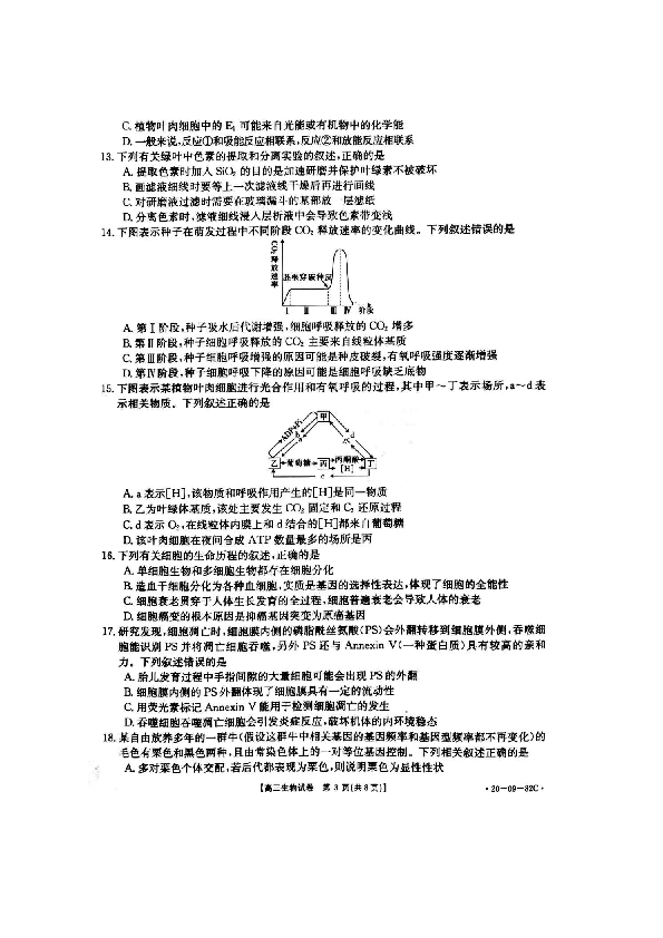 2019年下学期邵阳市高三联考阶段性诊断测试生物试题（扫描版）