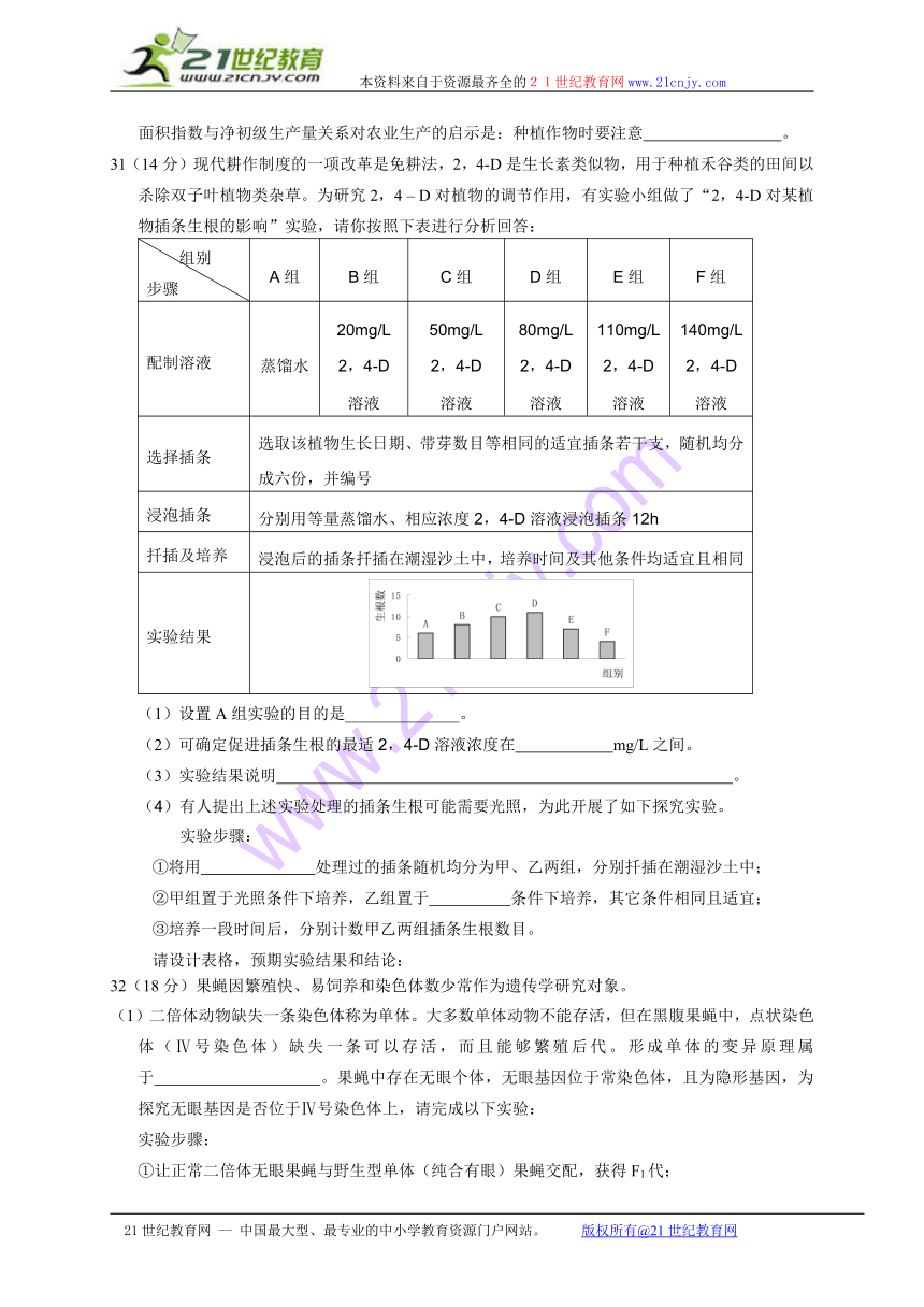 浙江省金丽衢十二校2014届高三第二次联考理综试题（Word版）