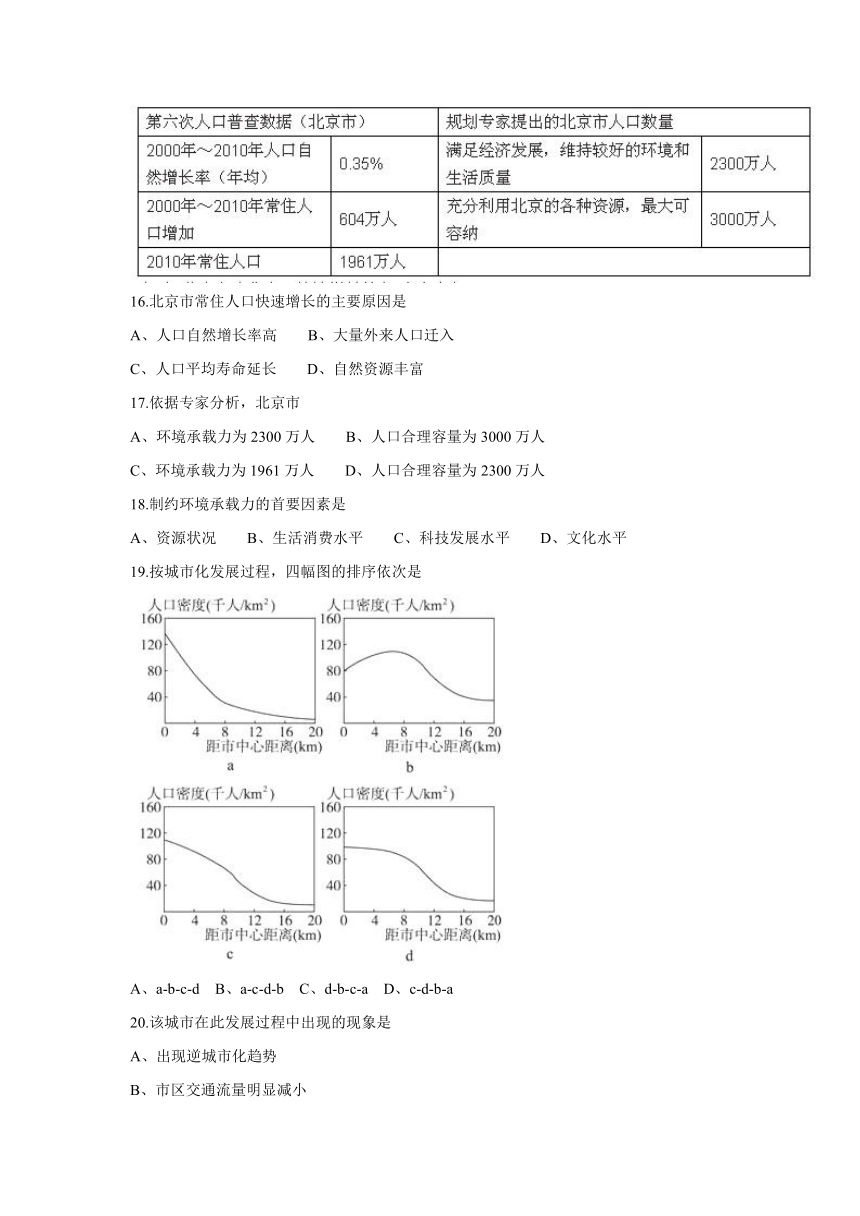 天津市和平区2016-2017学年高一下学期期中质量调查地理试题 Word版含答案